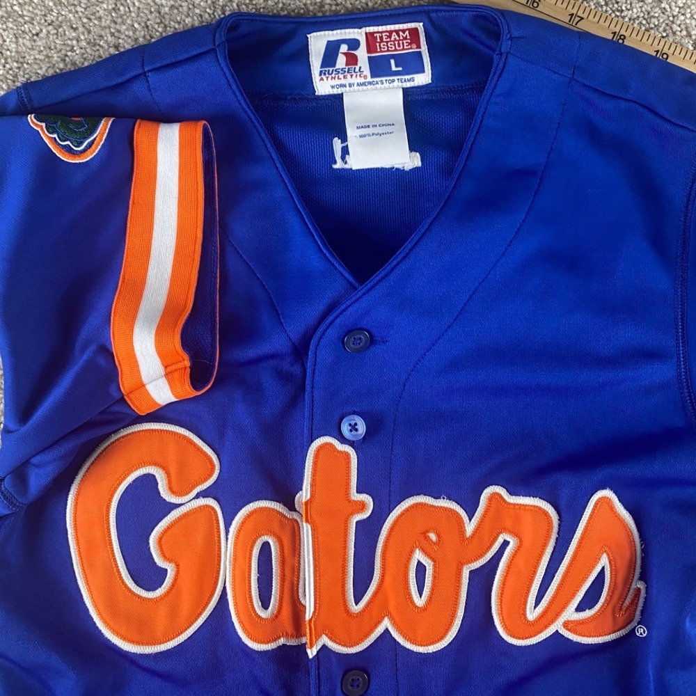 Russell Athletic Florida Gators Baseball Jersey Youth L Blue Button Up NCAA